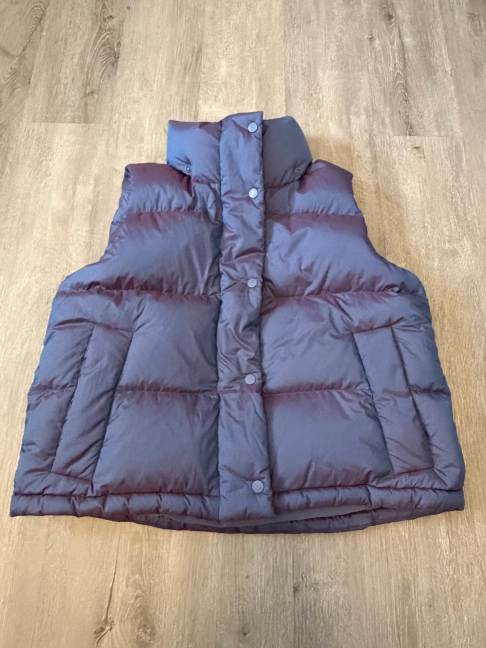 Lululemon Wunder Puff Cropped Vest Sz 4 NO HOOD Heathered Wild Indigo